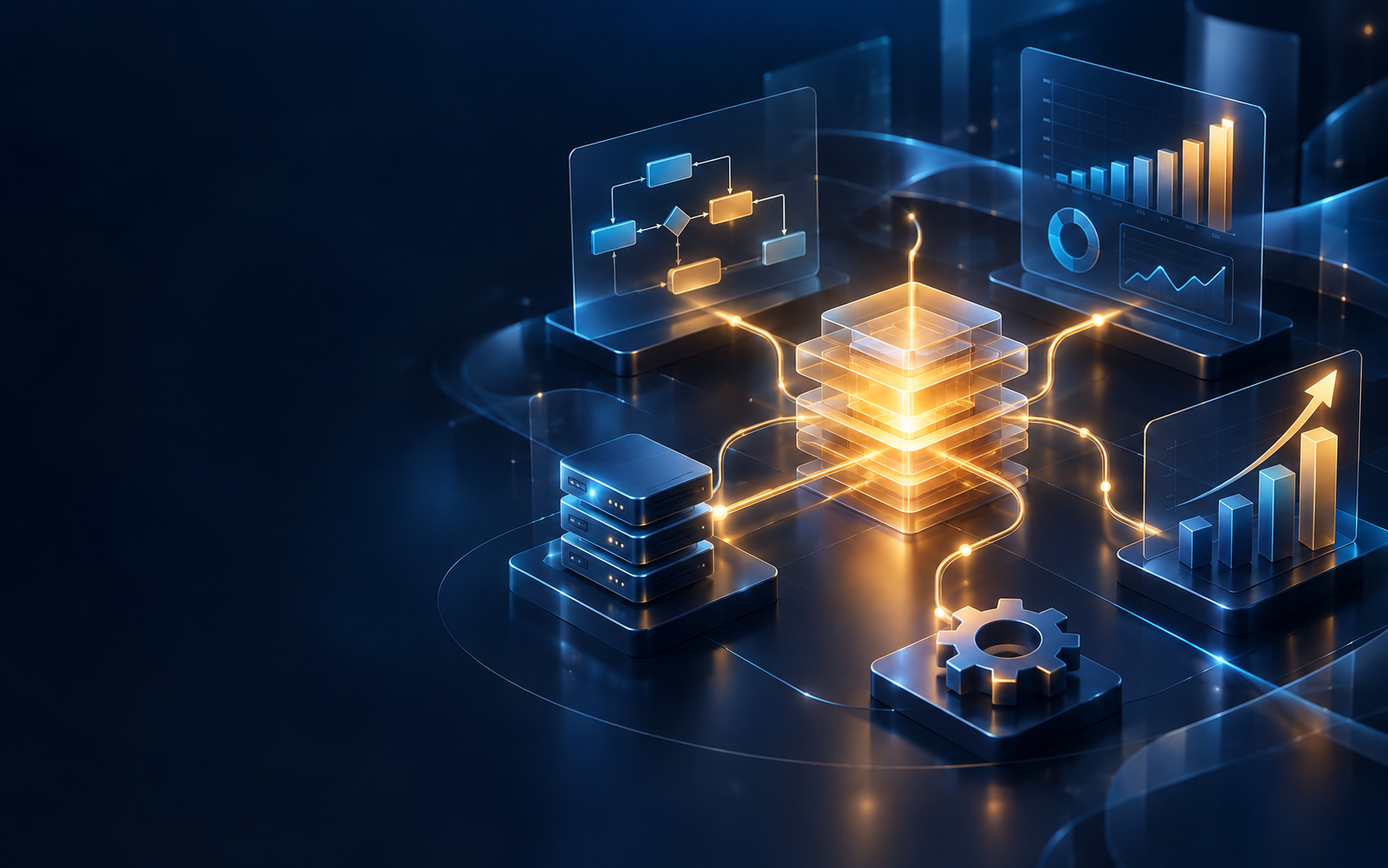 Visualização tecnológica de processos, sistemas e indicadores integrados